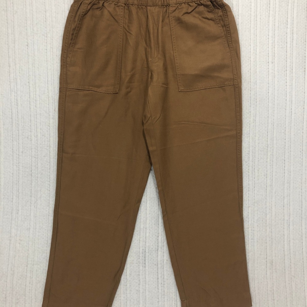 Banana Republic Womens Utility Pants Brown Elastic Waist Straight Leg‎ Tobacco